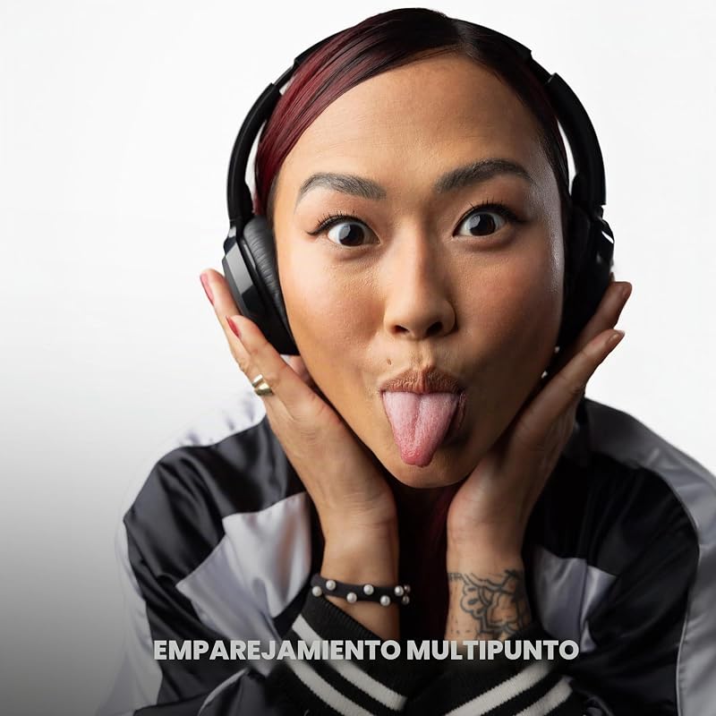 Riff 2 Cascos On-Ear Inalámbricos, 34 h de Autonomía, Micrófono, Compatibles con iPhone Android y Dispositivos Bluetooth - Negro