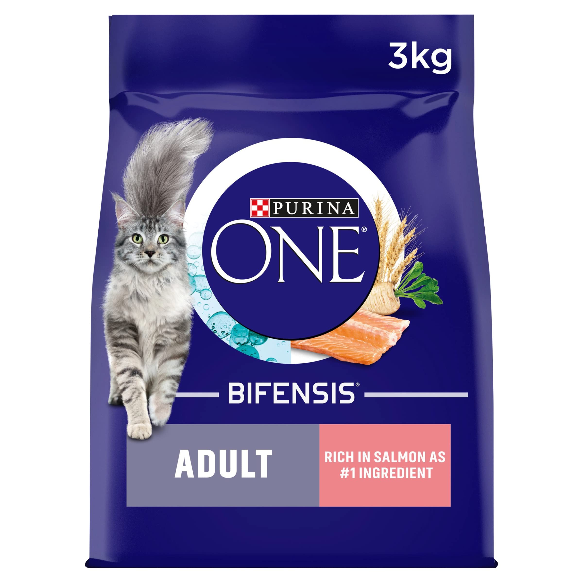 PURINA ONE Salmon Dry Cat Food 3kg (Pack of 4)