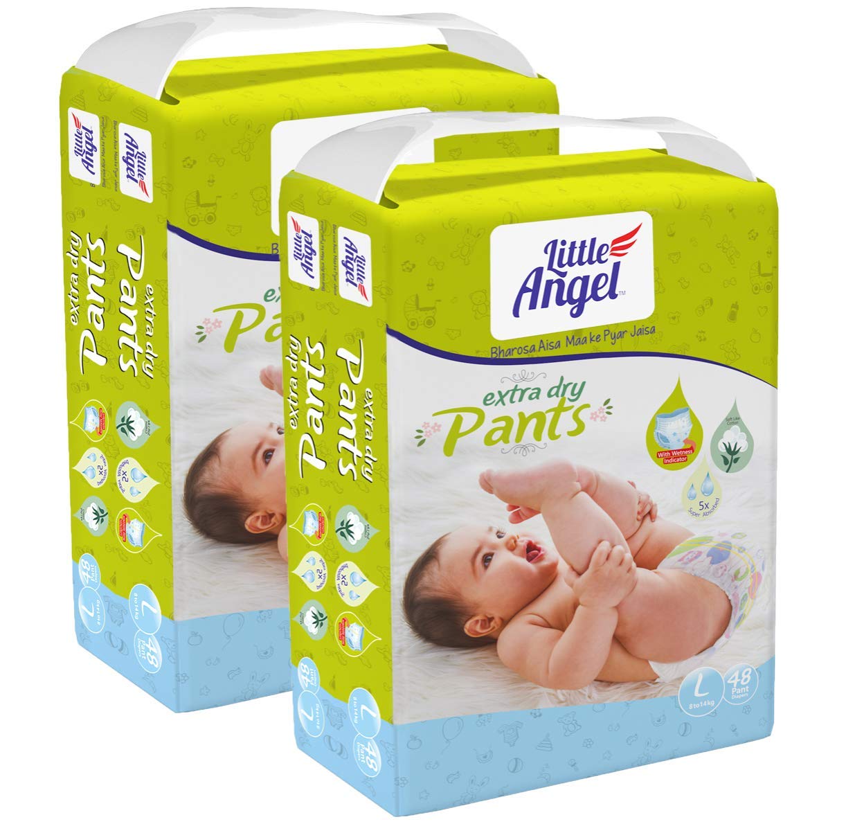 Buy Little Angel Baby Diaper Pants, Large (2 X Pack of 48 Pcs) Online