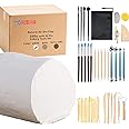 TORISING Air Dry Clay 10 LBs with 42 Pcs set Pottery Clay Tools Set for Hand Modeling and Throwing, Non-Toxic (White & Kit)