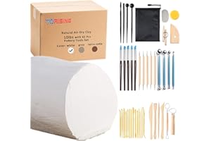 TORISING Baking Clay, Low Fire Pottery Clay, Air Dry Clay 10 LBs with 42 Pcs Set Pottery Tools Set for Hand Modeling and Thro