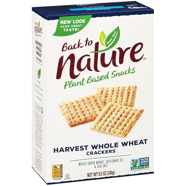 BACK TO NATURE NON-GMO CRACKERS, HARVEST WHOLE WHEAT, 8.5 OUNCE
