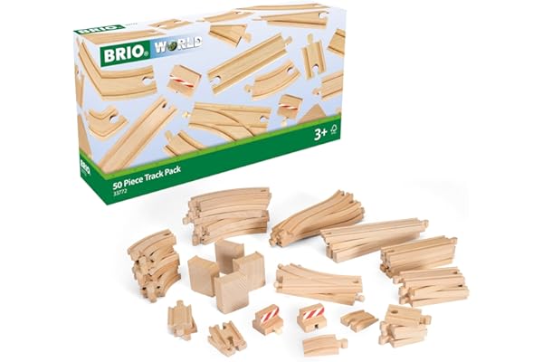 BRIO World Special Track Pack - 50-Piece Set - FSC-Certified Wooden Train Track Pieces - Expand Creativity - Compatible with 