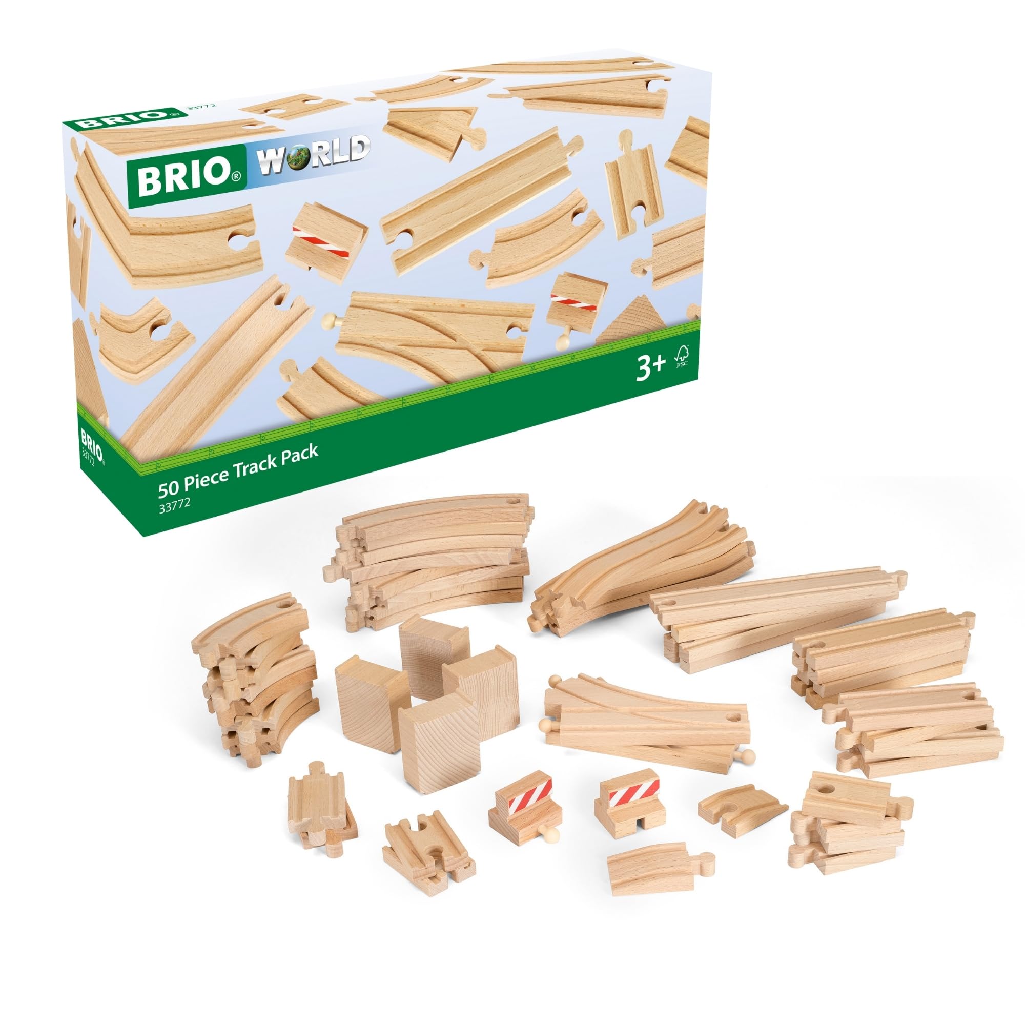 BRIO World Special Track Pack - 50-Piece Set - FSC-Certified Wooden Train Track Pieces - Expand Creativity - Compatible with All BRIO Railway Sets - Kids Ages 3 & Up