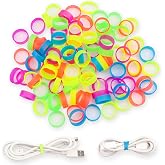 200 PCS Silicone Small Rubber Bands - 0.5 Inch Colorful Small Elastic Rubber Bands, Reusable Strong Rubberbands, Heavy Duty Round Siliconebands Cable Ties for Wires, Cords, Home Office School