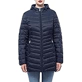 Rokka&Rolla Women's Packable Lightweight Puffer Jacket Water-Resistant Hooded Winter Long Coat