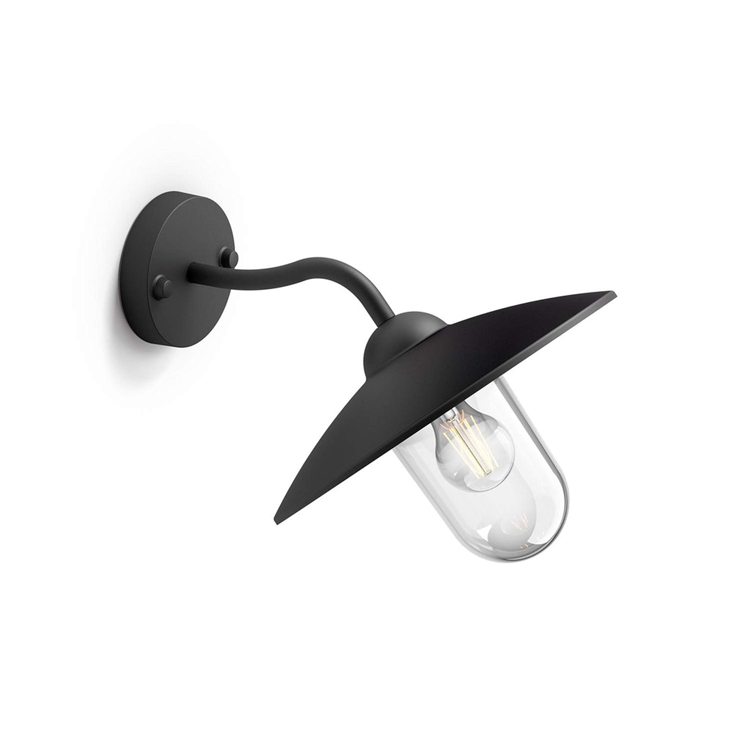 Philips Hammock Outdoor Wall Light, IP44 Weather-resistant, Durable, Aluminium, Classic Design, Black, E27 Bulb Sold Separately