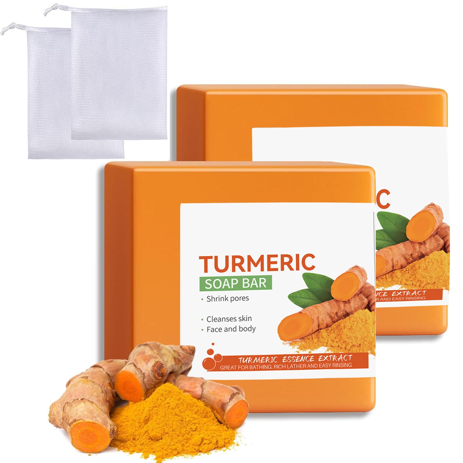 Turmeric Soap, Nature Turmeric Soap Bar Handmade Face Moisturizing Soap for Body & Face Skincare Care for Remove Acne Blackheads Dark Spot Hyperpigmentation Smooth Skin