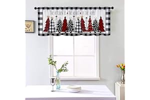BrilliStar Christmas Kitchen Curtains Christmas Tree Windows Valances Rod Pocket Curtain Valance for Bathroom Living Room Cafe 54x18 inch Window Treatment for Home Decor