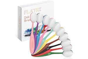 FLATRI 10PCS Ink Blending Brushes for Card Making, Synthetic Fiber Stencil Brushes for Stenciling Stamping Scrapbooking, Blending Brushes with Presentation Boxes for Gifts.
