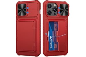 ATATOO for iPhone 15 Pro Max Wallet Case with Credit Card Holder (Hold 4 Cards) & Camera Protection, Sturdy Heavy Duty Protective TPU Edge & Rugged Hard Back Wallet Case for iPhone 15 Pro Max, Red