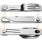 ROXON 3-in-1 Camping Utensils Set with Case (Knife, Spoon, Fork) Silver | Magnetic Folding, Stainless Steel Cutlery, EDC Portable Compact Silverware,For Hiking Backpacking Travel Lunchbox Outdoor