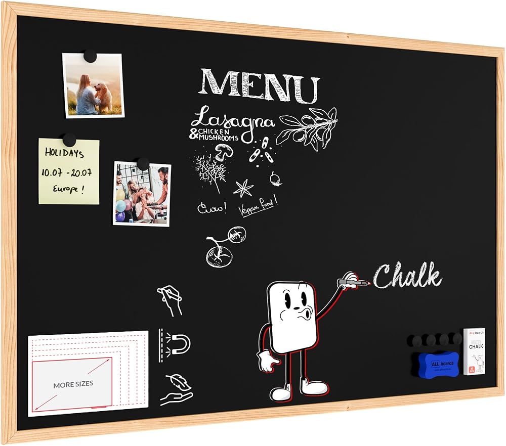 ALLboards Magnetic Chalkboard with Wooden Frame 90x60cm
