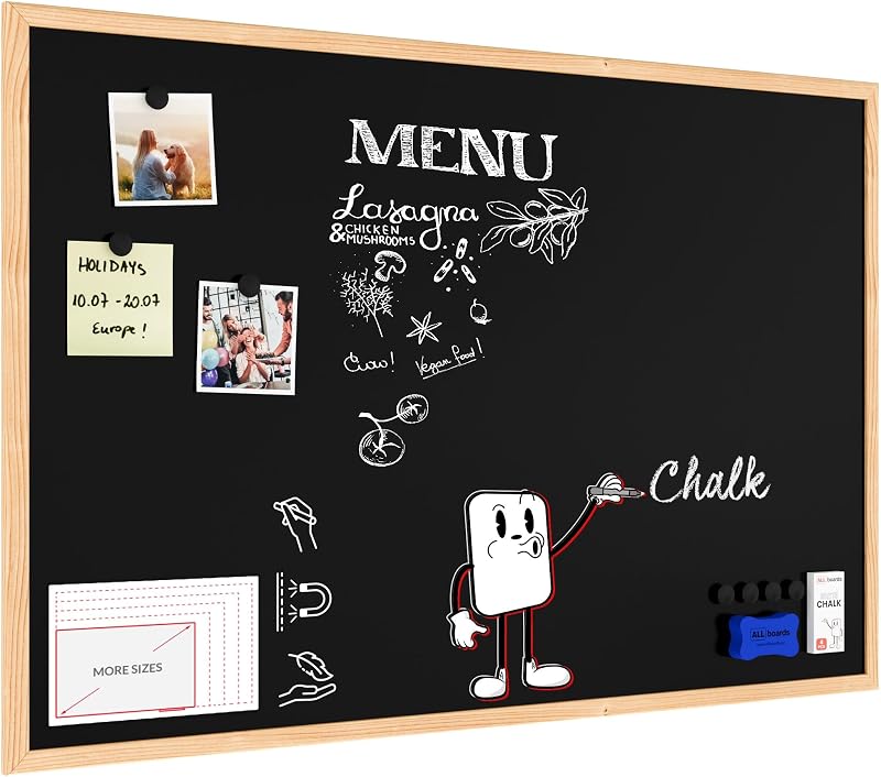 ALLboards Magnetic Chalkboard with Wooden Frame 90x60cm