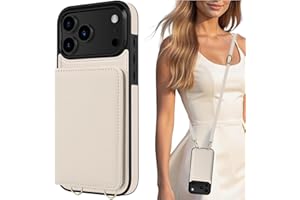 LOHASIC for iPhone 17 Pro Crossbody Wallet Case, RFID Blocking iPhone 17 Pro Case with Card Holder, 4 Card Slots & 2 Cash Pockets, Leather Case for Women Girls, Ivory White