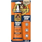 Gorilla Waterproof Fabric Glue, 2.5 oz Tube, Clear | Non-Yellowing, Bonds Fabric, Felt, Denim, and Ribbon, Remains Flexible, Washer and Dryer Safe