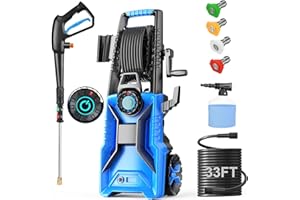 IMDOT 5000PSI Pressure Cleaner 4.0 GPM Adjustable Pressure,4.0 GPM Power Cleaner with Foam Cannon,4 Nozzles,33FT Hose and 500ml Soap Bottle for Home/Cars/Driveways/Patios/Fences(Blue)