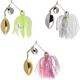 Spinner Baits for Bass Fishing, Turtleback Blade, 3/8 and 1/2 Oz | 3-Pack | Spinner Bait Fishing Lures, Made in USA with turtleback blade, 3/0 Mustad XL hook, hand-poured head &amp; premium skirts