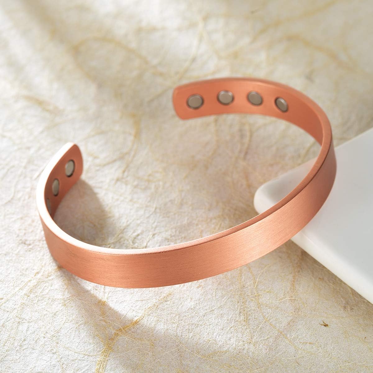 Gioieiieria Copper Bracelet for Women Men Arthritis Pain Relief Magnetic Therapy 3500 Gauss Strong Magnets Adjustable 2PCS Cuff Bracelet Gift: Health & Personal Care