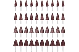 Mixiflor 40 Pack 1/4" Shank 80 Grit Cone Shape Abrasive Sandpaper Flap Sanding Wheel Grinding Head Rotary Tool for Grinding and Polishing on Surface and Side Face