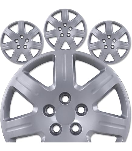 Set Of 4 Honda Civic Style 14" Hubcaps / Wheel Covers - Silver, Snap-On Design (#4087-SM)