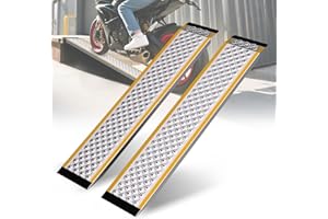 VLAENG Aluminum Shed Ramp 2 Pack, 47" Long Shed Ramp for Riding Mower, Sturdy Anti-Slip Loading, Lightweight Ramps for Motorcycles, Lawn Mower, ATVs, Blowers, Carts, Pickup Trucks-880 lbs/PR Capacity