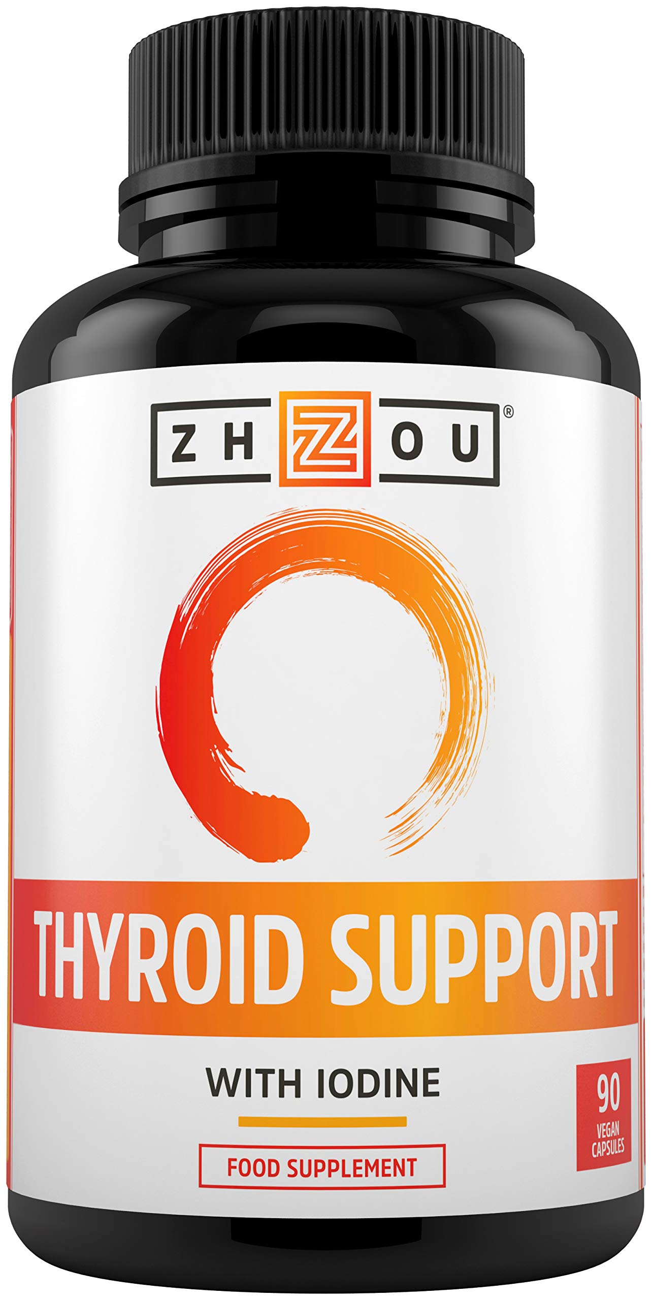 Thyroid Support Supplement for Women - 90 Vegan Capsules - Advanced Complex with 13 Ingredients Including Iodine, Magnesium, Vitamin B12, L-Tyrosine, Schizandra & Cayenne - Zhou