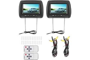 HEADERBS Headrest Monitor, 2pcs 7 in Wireless Control Adjustable Headrest HD LCD Video Monitor Car Player MP5 Display Black Universal DC 12V