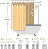 Shower Curtain 275 x 182cm White with Metal Hooks Heavy Duty view 5