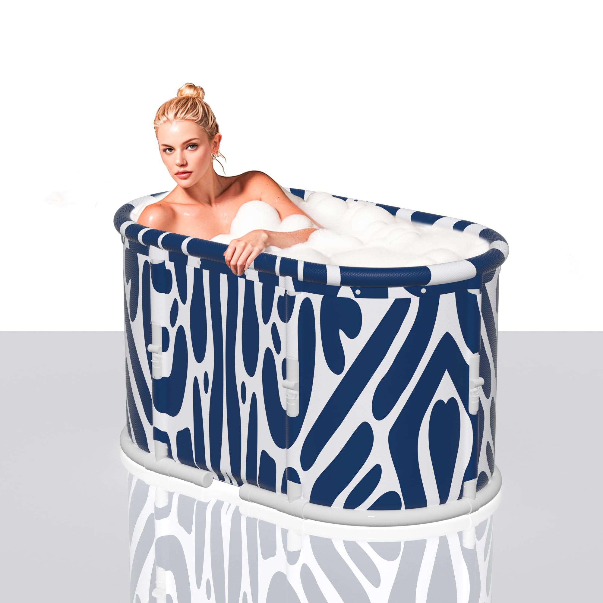 Photo 1 of **MISSING ASSEMBLY PIECE*** 37" Extra Large Portable Bathtub, Foldable bathtub for adults,Family Soaking Tub, Affordable,Lightweight,One second collapsible bathtub (Oval, Blue Bowen)
