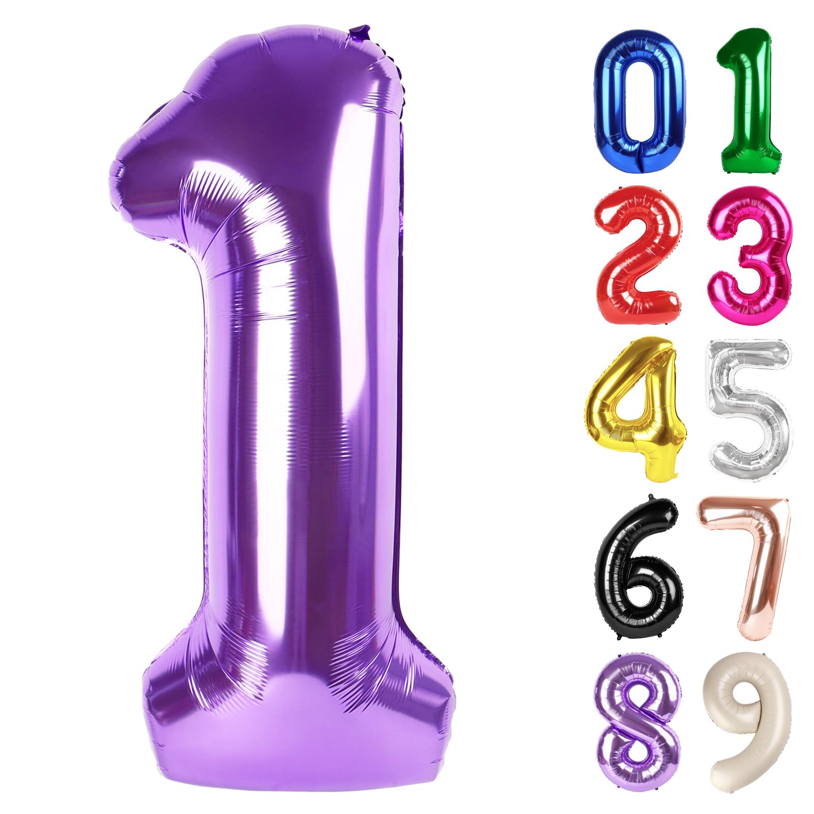 Photo 1 of 1 Balloon - Purple Birthday Number Balloons, 40 Inch Large Foil Balloons for Men Women Boys Girls Purple Themed Birthday Decorations