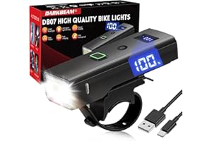 DARKBEAM Bike Light, High Lumens Super Bright Bicycle Front Headlight USB Rechargeable, Waterproof Cycling Lights 4-Mode for Night Riding, Road, Mountain, Safety, with LED Display & Light Sensor