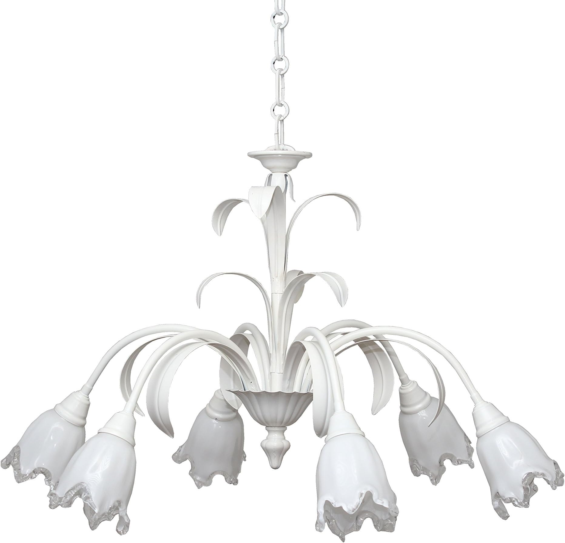 valfb22116 SP6 B VBl Aurora Made in Italy Murano Glass Chandelier Suspension Light Wrought Iron Vintage White 6 Lights Indoor Lighting Product From Valastro Lighting