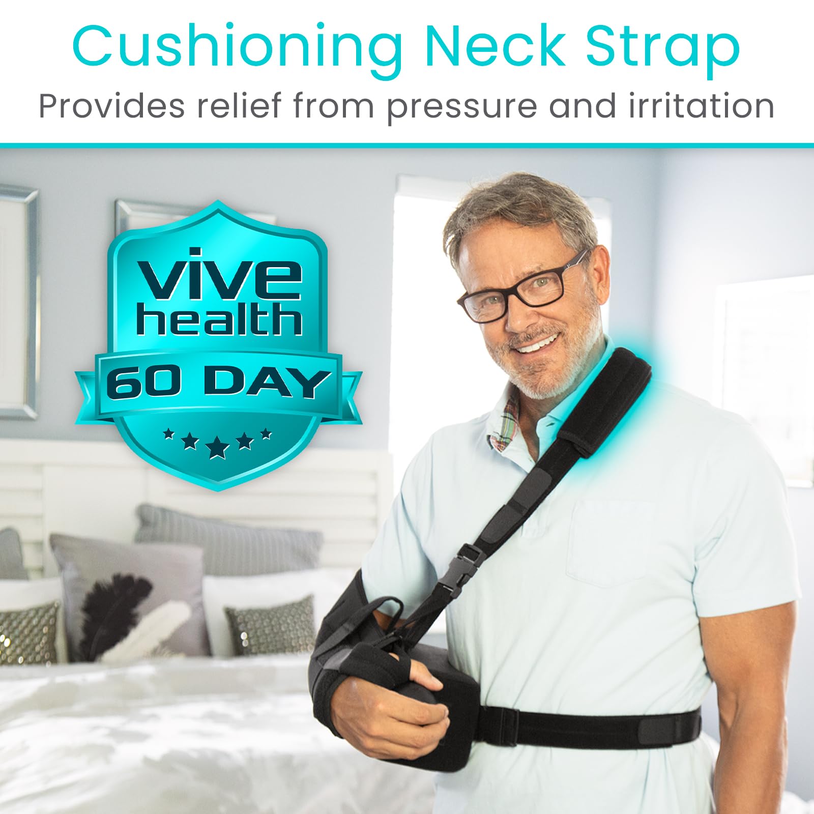Vive Shoulder Abduction Sling - Immobilizer for Injury Support - Pain Relief Arm Pillow for Rotator Cuff, Sublexion, Surgery, Dislocated, Broken Arm - Brace Includes Pocket Strap, Stress Ball, Wedge
