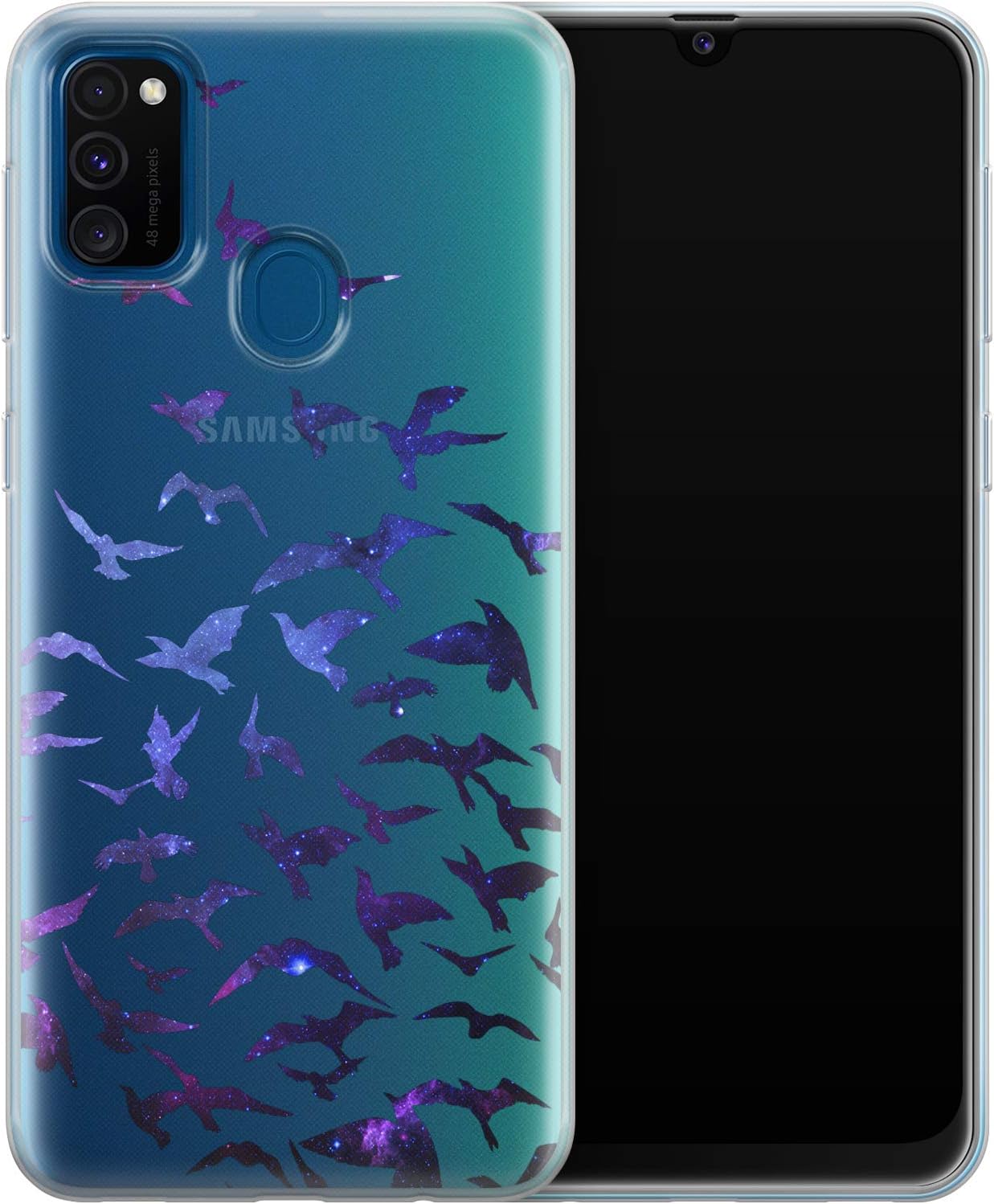Ufola Case for Samsung Galaxy 2020 M80s M30s M20 M10 C10 9 Pro C7 Clear Lightweight Cover Print Flexible Gift TPU Design Soft Smooth Slim Galaxy Crowns Purple Bidrs Black Blue Nature Pattern Abstract
