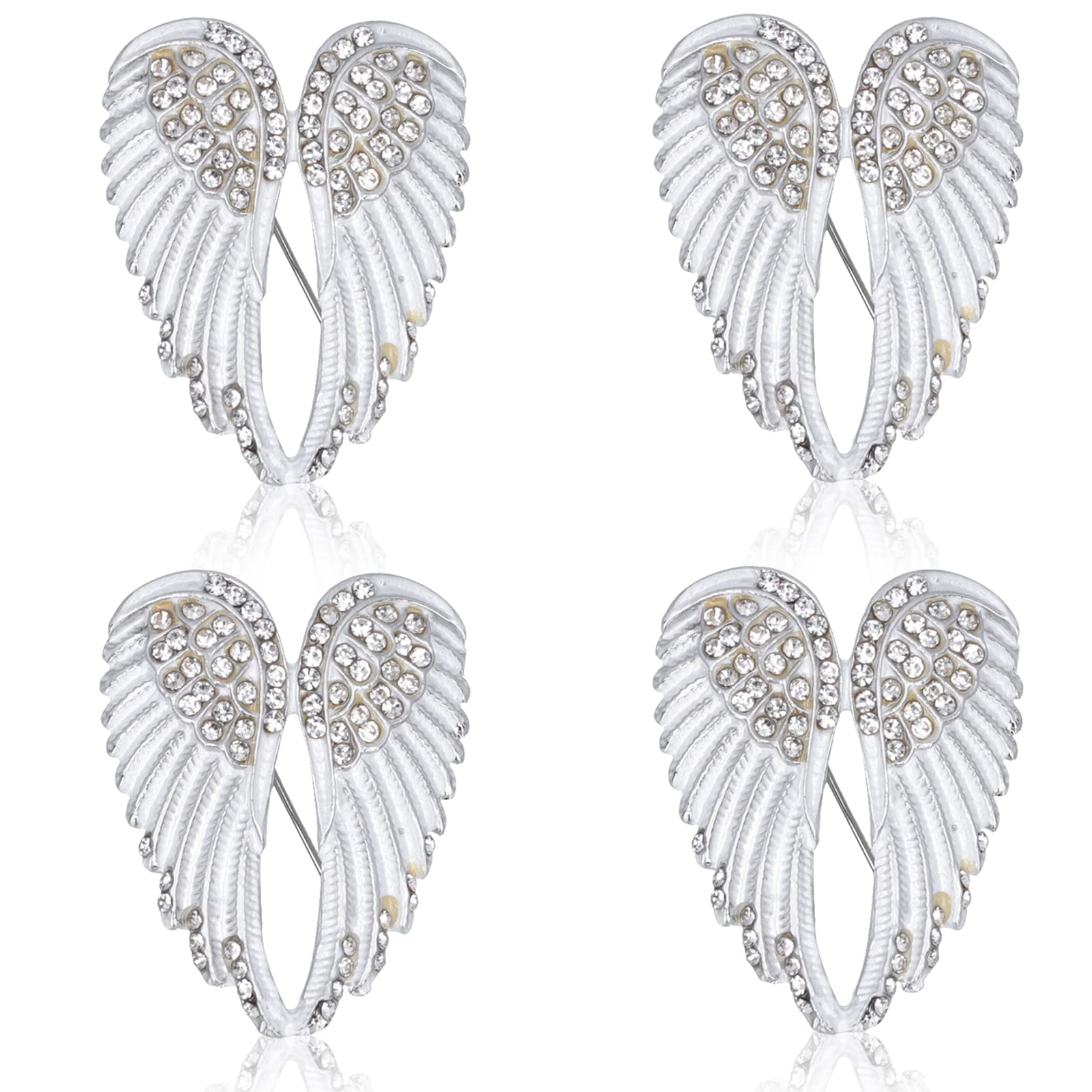 4Pcs Angel Wings Pendant Pin Brooches, Angel Diamond Brooch, Crystal Rhinestone Brooch Pins, Elegant Wing Brooches, Suit Dress Wings Cute Lapel Pin for Wedding Bridal Birthday