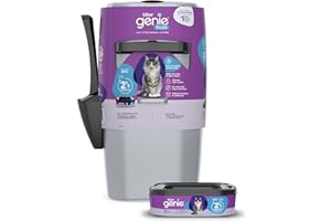 Litter Genie Plus Pail (Silver) | Cat Litter Box Waste Disposal System for Odor Control | Includes 1 Square Refill Bag