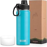 koodee Insulated Water Bottle, 22 oz Stainless Steel Double Wall Vacuum Wide Mouth Sport Bottle with Leakproof Spout Lid (Sky Blue)