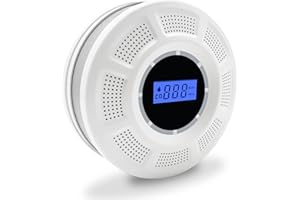 Scondaor Smoke Detector and Carbon Monoxide Detector Combo with LCD Display, Dual Sensor Smoke Alarm and CO Detector with LED Indicators & Test/Silence Button, Replaceable AA Battery Included (1 PACK)