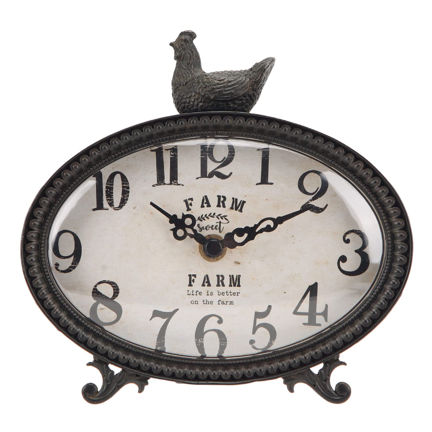 NIKKY HOME Vintage Table Clock, Retro Non-Ticking Desk Clock, Black ...