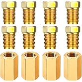 Yharnamite 12 Pcs Brake Line Fittings, 3/8"-24 Threads Brake Line Fittings Set for 3/16" Brake Line Tube, 4 Unions + 8 Nuts C
