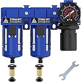 ATINY 1/2" NPT Air Dryer System,Air Compressor Filter Dryer,5 and 5 Micron Filter Cartridge,Semi-Auto Drain, Metal Bracket-Blue