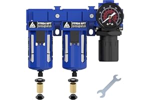 ATINY 1/2" NPT Air Dryer System,Air Compressor Filter Dryer,5 and 5 Micron Filter Cartridge,Semi-Auto Drain, Metal Bracket-Blue