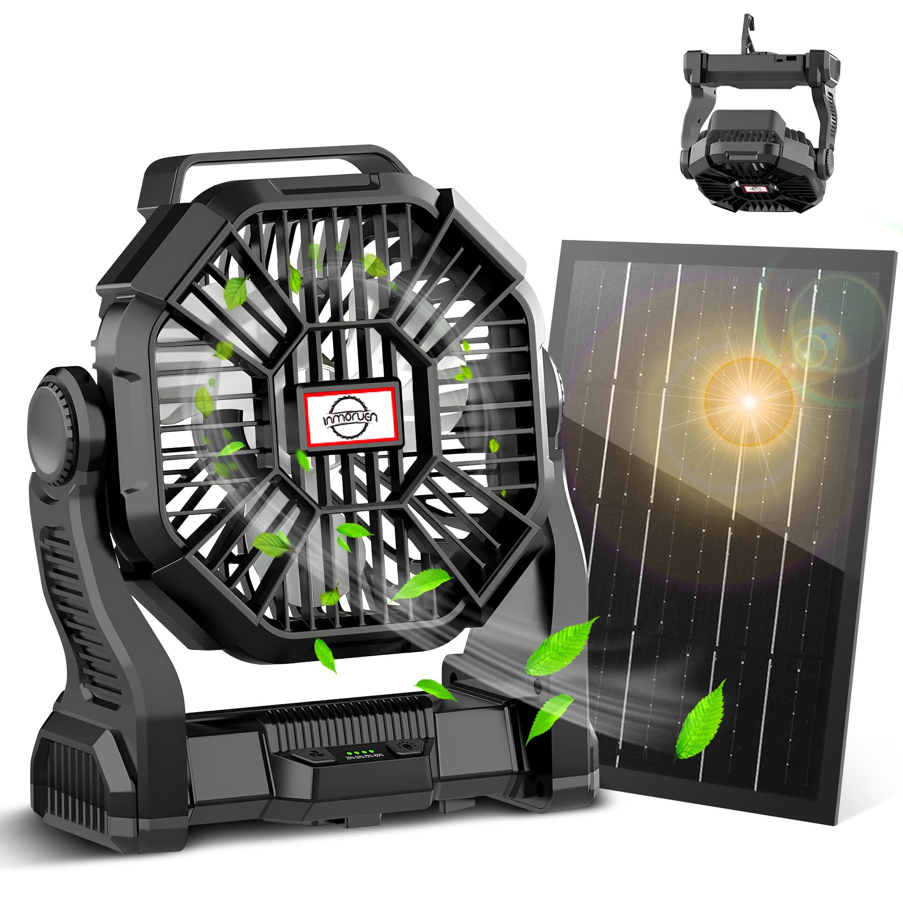 Photo 1 of CONBOLA Solar Fans for Outside,Camping Fan, Portable Fans Rechargeable 9-Inch Battery Powered (180Hrs) LED Lantern, USB C Battery Beach Fan.