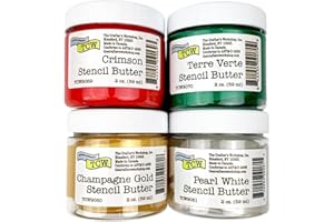The Crafter's Workshop Stencil Butter - Holiday Acrylic Paint Set - Boutique Metallic Texture Paste for Art, Canvas, Journals, & Cards - 4 x 2oz Jars