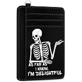 Yonlevres Skeleton Credit Card Holder Slim RFID Wallet Women Small Funny | Front Pocket, Handy, RFID Blocking, Woman Girls Ladies Gifts, D-ring for Keychain,Thin Mini Card Case, ID Window, PU Leather