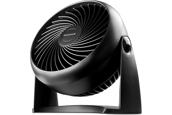 Honeywell TurboForce Air Circulator, Small Tabletop Fan, Quiet Personal Fan for Home or Office, 3 Speeds, 90 Degree Pivoting Head, Black, HT900