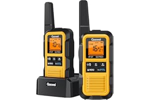 Gaswei G2pro+ IP67 Waterproof Floating Heavy Duty Walkie Talkies Long Range for Adults FRS Double PTT，FM radio,SOS,NOAA weather Rechargeable Two Way Radios 2 watts,VOX,Li-ion Battery (2 Pack - Yellow)
