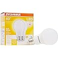 SYLVANIA LED Light Bulb, 40W Equivalent A19, Efficient 6W, Medium Base, Frosted Finish, 450 Lumens, Soft White - 2 Pack (74077)