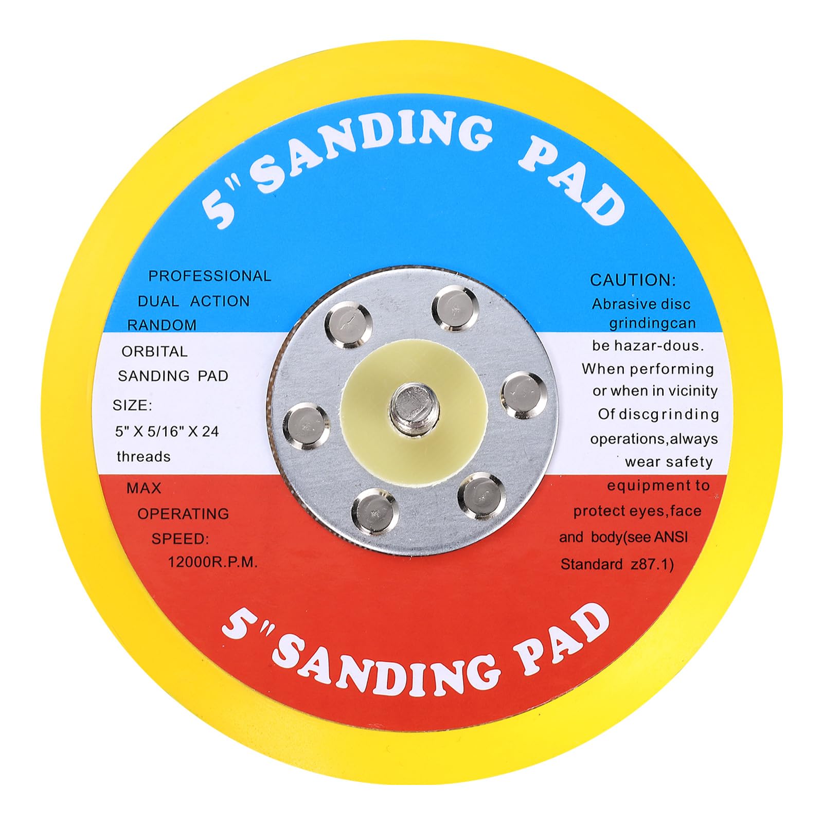 Sourcingmap 5 Inch Hook and Loop Backing Sanding Pads with 5/16"-24 Thread for Diamond Sanding Finishing Polishing Buffing Pads, Orange